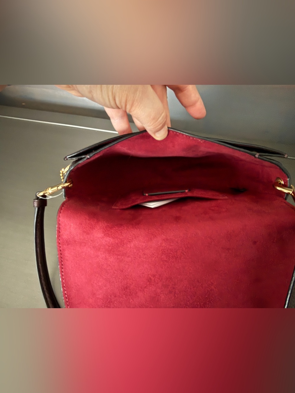 Coach Floral Appliqué Saddle Crossbody Bag in Burgundy with Pink and Red Accents - Picture 8 of 8